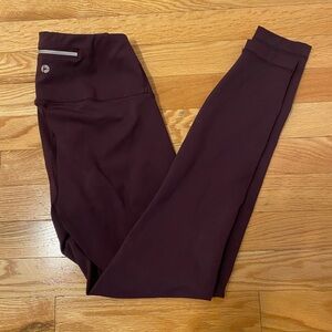 High-rise burgundy Leggings
